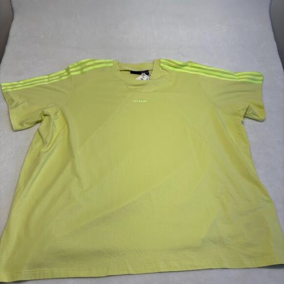 Adidas x Ivy Park 3 Stripe Short Sleeve T Shirt Frozen Yellow Unisex Size 4XL - Picture 3 of 10